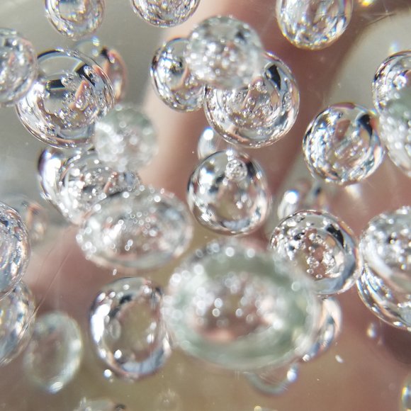 Clear Glass Paperweight Bubbles in Blown Glass Round Orb Desk or Shelf Decor - Picture 3 of 5